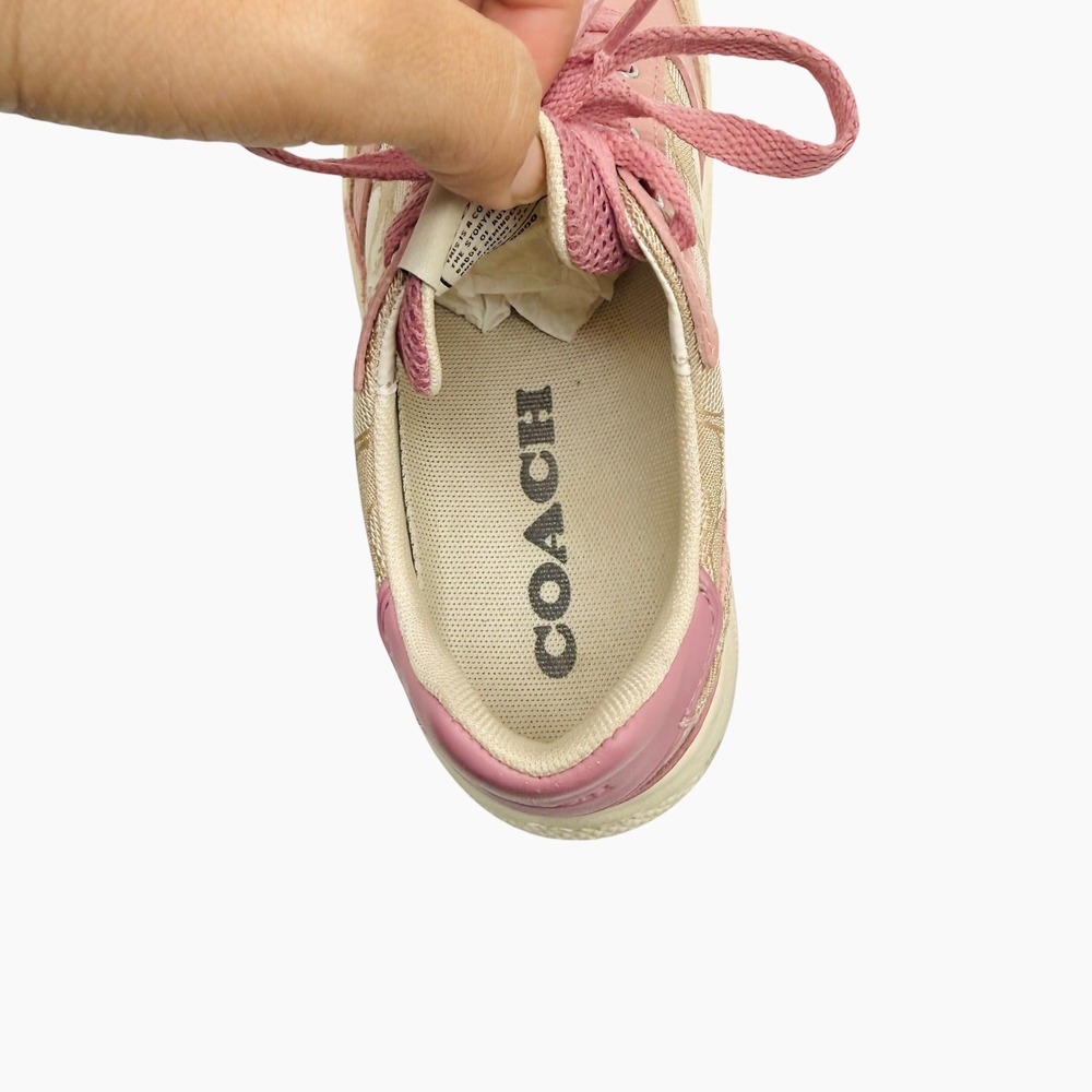Coach C152 Sig Tech Runner Sneakers Light Khaki Pink G5057 Womens 5.5 B - Picture 4 of 7